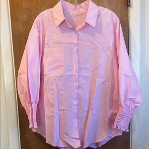 Pink & White Pinstriped Big Shirt With Pockets Sz XL